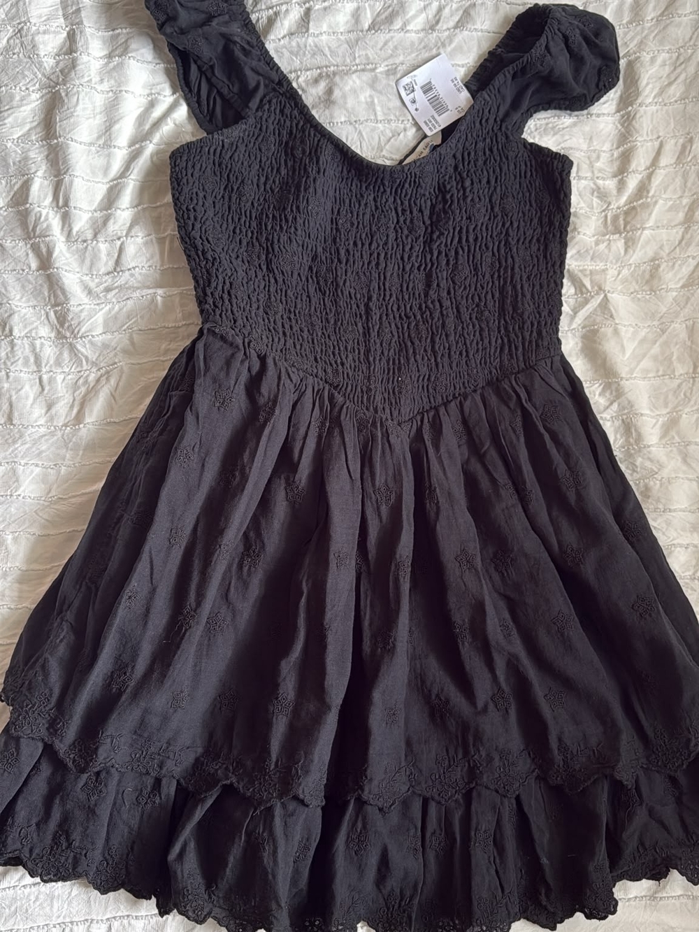American Eagle Outfitters Black Smocked Tiered Dress
